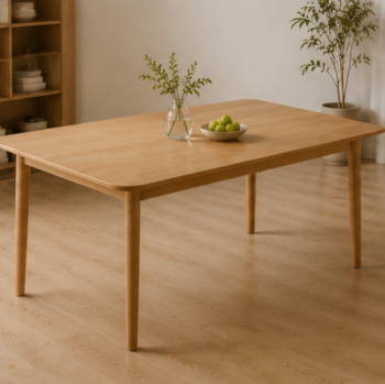 Natural Wood-Style Rectangular Dining Table